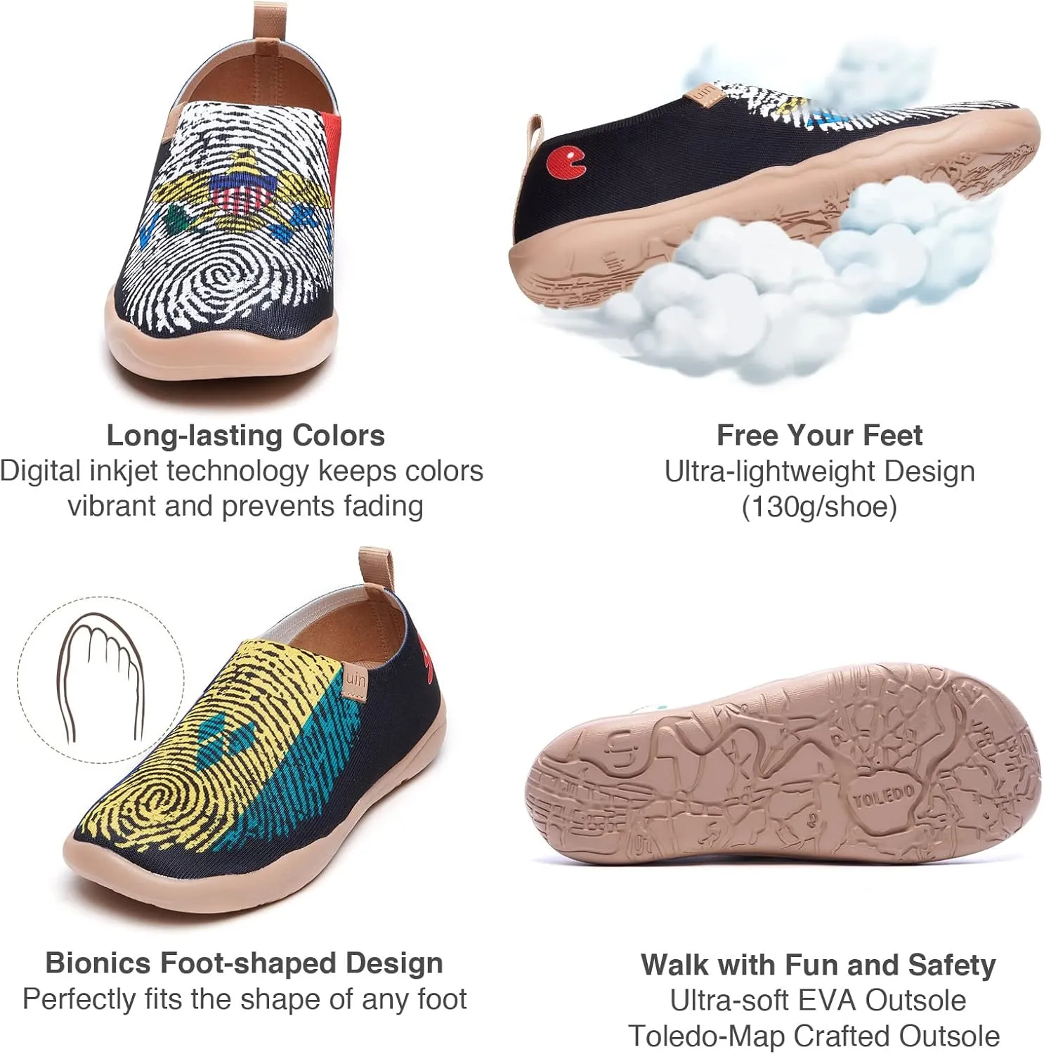 UIN Women's Art Painted Travel Shoes Slip On Casual Knit Loafers Lightweight Comfort Fashion Sneaker Constellation Toledo 