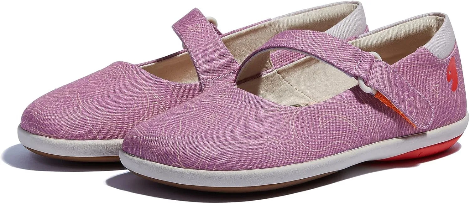 UIN Women's Mary Jane Flats Slip On Round Toe Casual Lightweight Comfortable Art Painted Travel Shoes Illites 