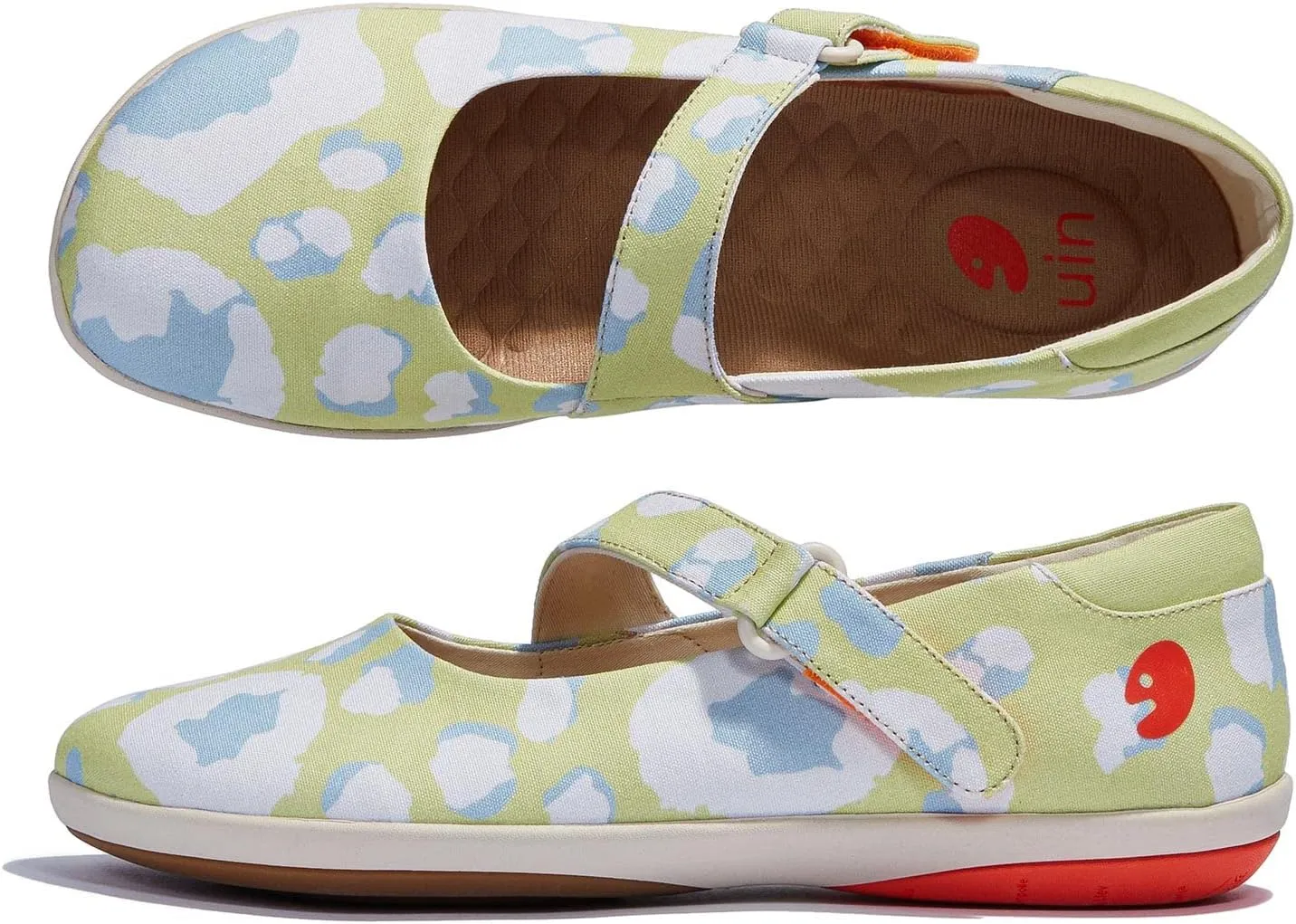 UIN Women's Mary Jane Flats Slip On Round Toe Casual Lightweight Comfortable Art Painted Travel Shoes Illites 