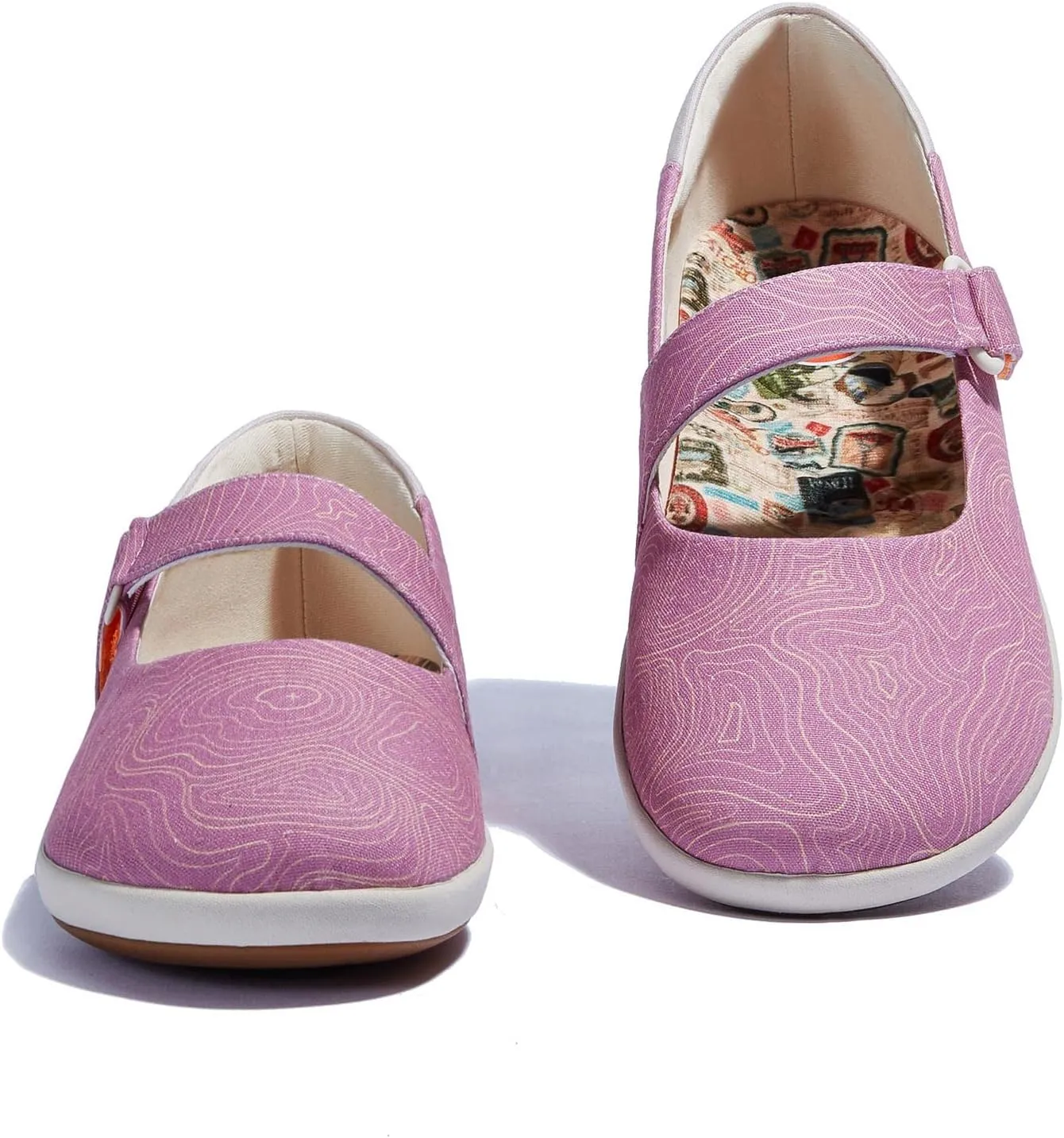 UIN Women's Mary Jane Flats Slip On Round Toe Casual Lightweight Comfortable Art Painted Travel Shoes Illites 