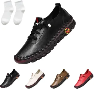 Ultra Soft Orthopedic Shoes for Women 2023, Leather Soft Bottom Flat Shoes, Non-Slip Breathable Round Head Shoes