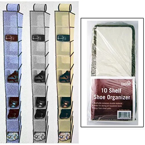 unbrand Fabric 10 Shelf Shoe Organizer Closet Hanging Cloths Holder Bag Box Closet 5X12