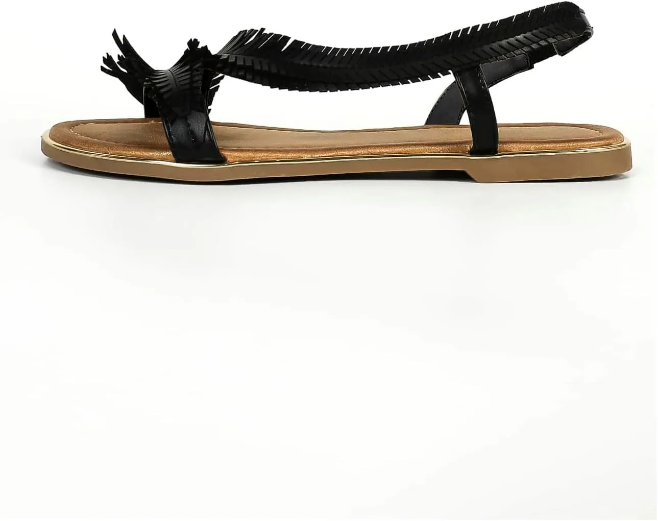 Verdusa Women's Fringe Slingback Flat Sandals Boho Slip Open Toe Leather Slippers Slip on Slides