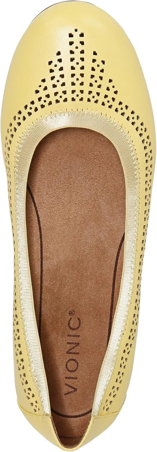 Vionic Womens Spark Whisper Ballet Flat- Supportive Ladies Shoes That Include Three-Zone Comfort with Orthotic Insole Arch Support, Medium Fit Flat Shoes for Women