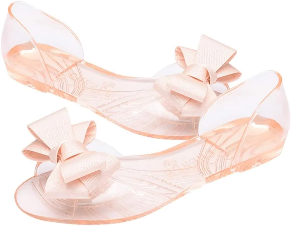 Womens Beach Sandals Flat Jelly Shoes Fashion Fish Mouth Sandal Bowknot Sandals Creative Summer Beach Shoes for Women (Black 39 Yards 7. 5US, 5UK 38. 5EU, 9. 6285Inch) Women Flat Sandals