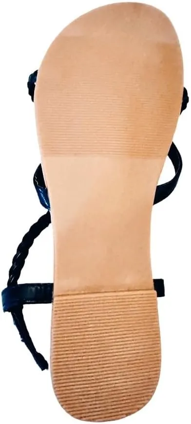 Women's Braided Strap Flat Sandals  Comfortable Open-Toe Slip-On Gladiator Sandals with Back Strap, Casual Summer Footwear