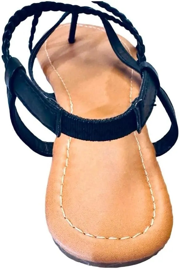 Women's Braided Strap Flat Sandals  Comfortable Open-Toe Slip-On Gladiator Sandals with Back Strap, Casual Summer Footwear
