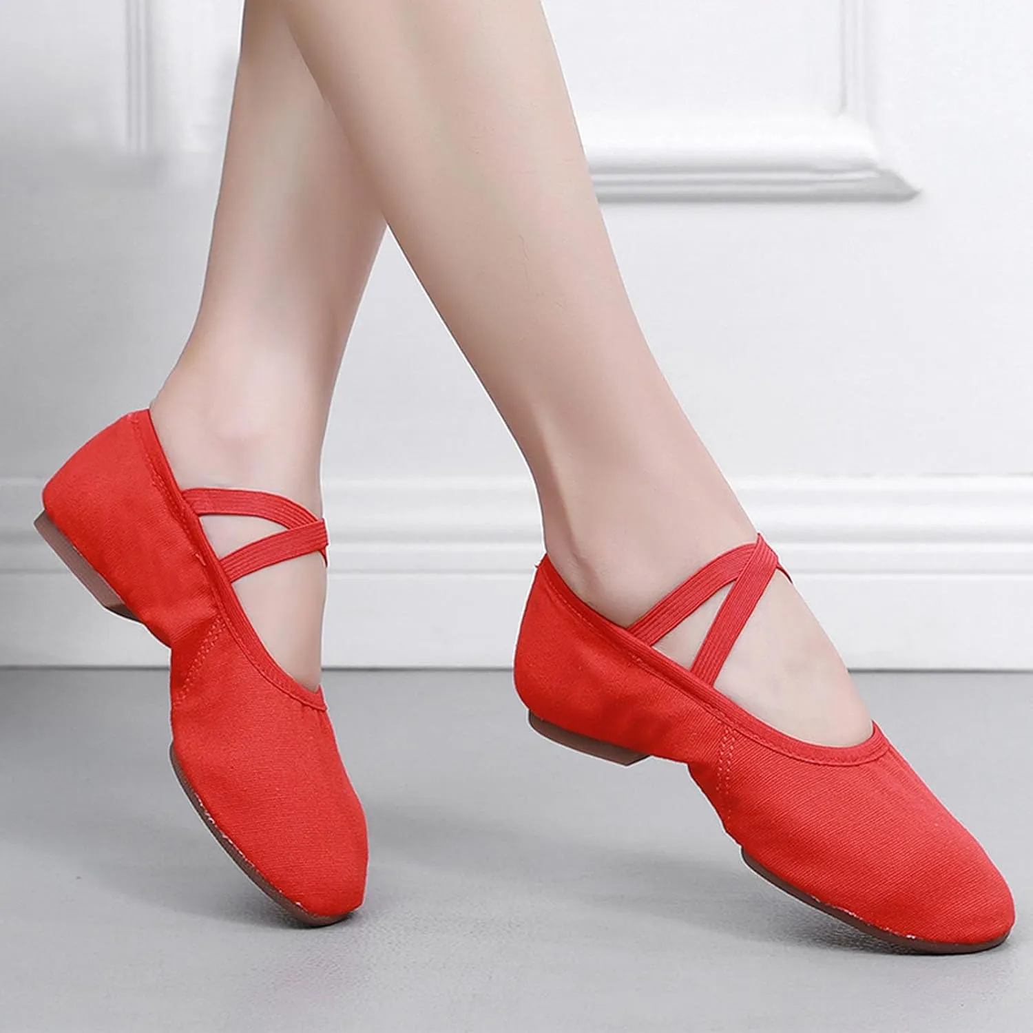 Women's Breathable Canvas Ballet Flats Memory Foam Cushioned Casual Shoes All-Day Walking Comfort