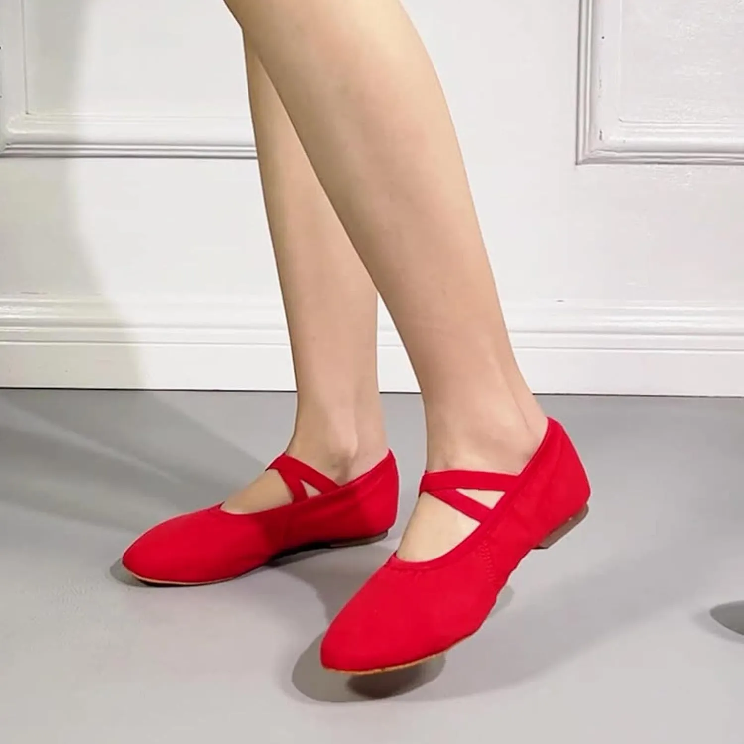 Women's Breathable Canvas Ballet Flats Memory Foam Cushioned Casual Shoes All-Day Walking Comfort
