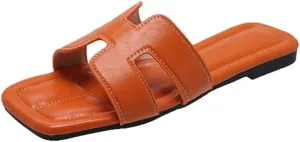 Women's Fashionable Beach Flat Flat Soft Leather Slippers for Women's Outdoor Wear Sandal,Casual Lightweight Shower Shoes,Indoor Outdoor Beach Slides Slippers