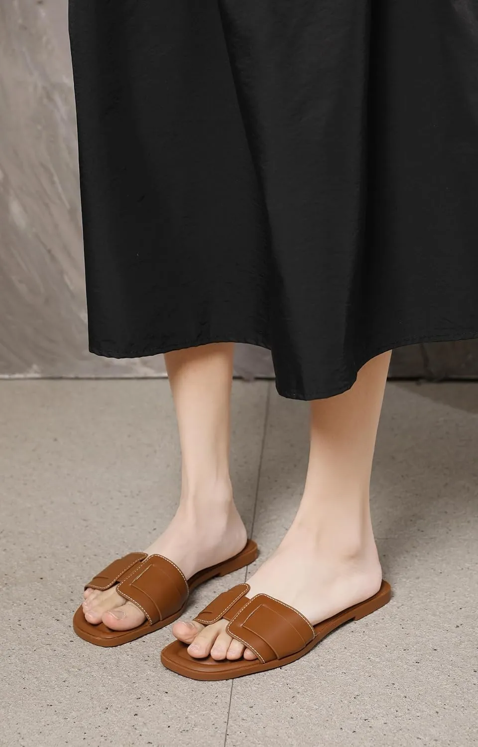 Womens Flat Sandals Dressy Sandals Comfort Slide Black Brown White Sandals Size 5-10