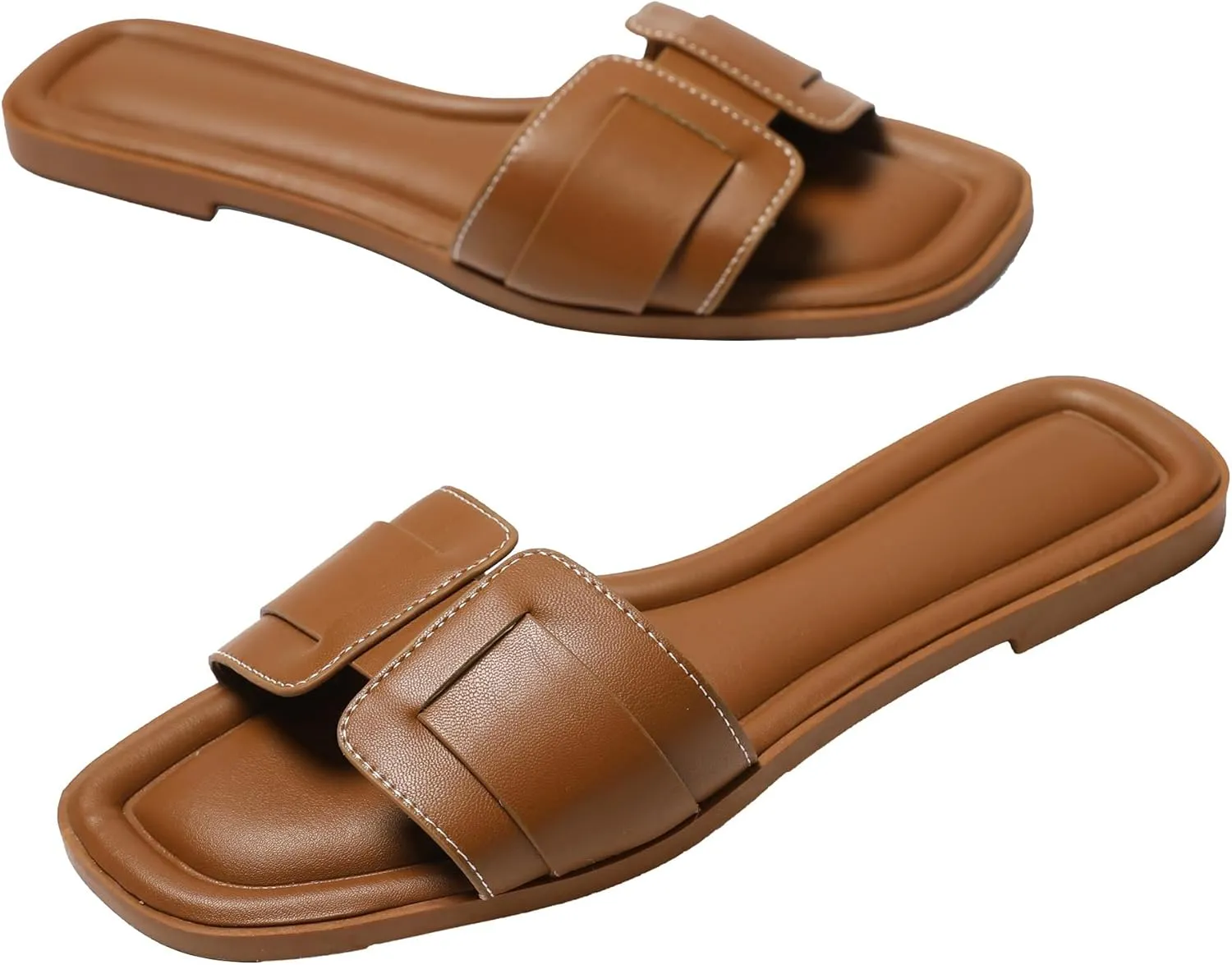 Womens Flat Sandals Dressy Sandals Comfort Slide Black Brown White Sandals Size 5-10