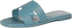 Womens Flat Sandals for Womens 2025 Summer Dressy Slippers Non Slip Comfortable Leather Slippers Cute Open Toe Shoes