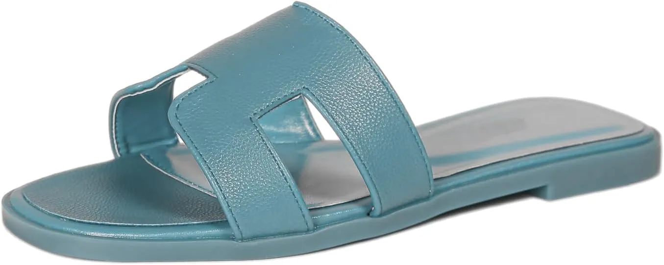 Womens Flat Sandals for Womens 2025 Summer Dressy Slippers Non Slip Comfortable Leather Slippers Cute Open Toe Shoes