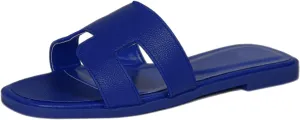Womens Flat Sandals for Womens 2025 Summer Dressy Slippers Non Slip Comfortable Leather Slippers Cute Open Toe Shoes