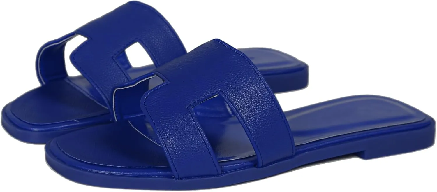 Womens Flat Sandals for Womens 2025 Summer Dressy Slippers Non Slip Comfortable Leather Slippers Cute Open Toe Shoes