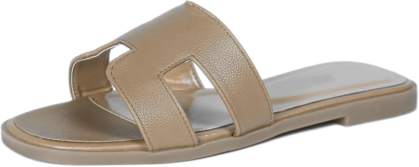 Womens Flat Sandals for Womens 2025 Summer Dressy Slippers Non Slip Comfortable Leather Slippers Cute Open Toe Shoes