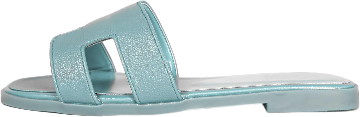 Womens Flat Sandals for Womens 2025 Summer Dressy Slippers Non Slip Comfortable Leather Slippers Cute Open Toe Shoes