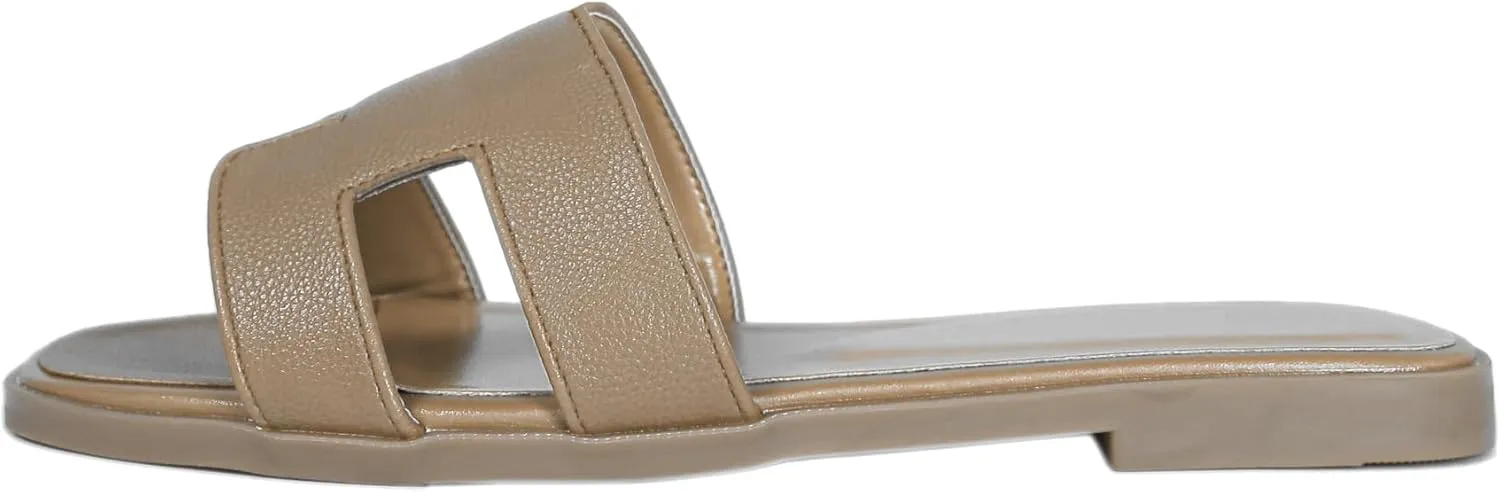 Womens Flat Sandals for Womens 2025 Summer Dressy Slippers Non Slip Comfortable Leather Slippers Cute Open Toe Shoes
