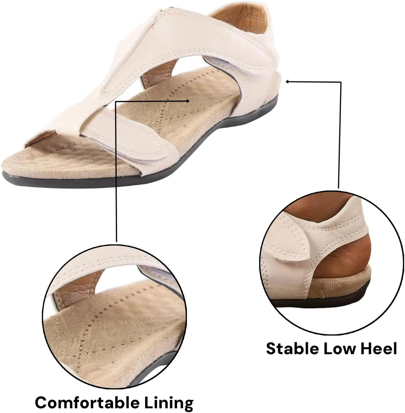 Womens Flats Leather Sandals Comfortable Adjustable Fit Summer Casual Walking Dress Elegant Shoes Fashion Vacation Formal Sandals