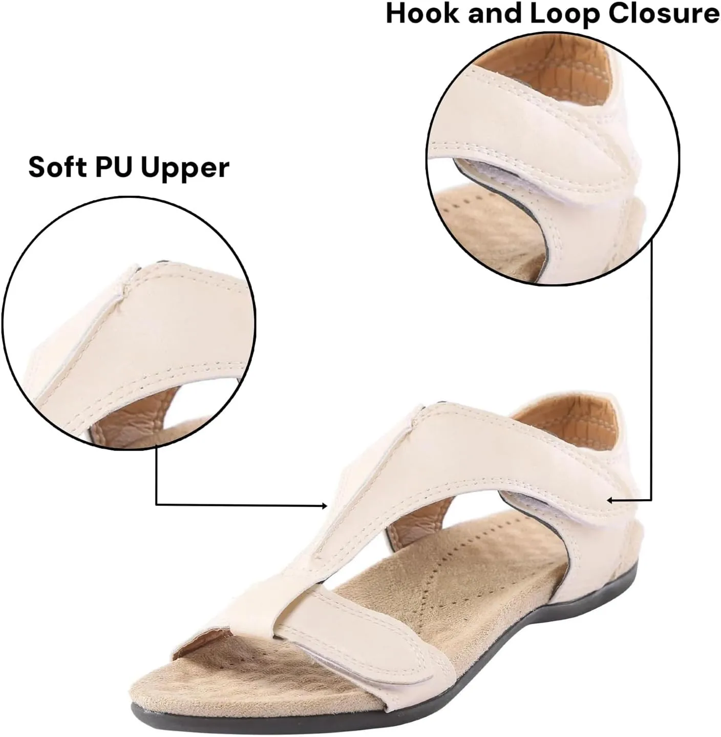 Womens Flats Leather Sandals Comfortable Adjustable Fit Summer Casual Walking Dress Elegant Shoes Fashion Vacation Formal Sandals
