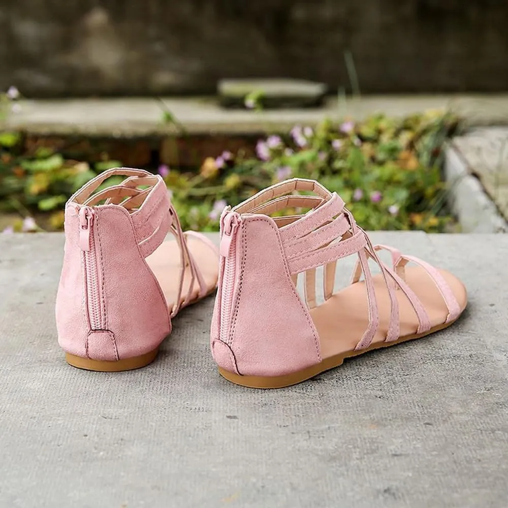 Women's Gladiator Sandals FlatThong Cross Strappy Trendy Roman Shoes Summer Open Toe Flatform Wedge Beach