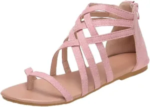 Women's Gladiator Sandals FlatThong Cross Strappy Trendy Roman Shoes Summer Open Toe Flatform Wedge Beach