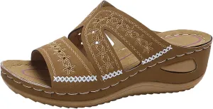 Women's Orthopedic Arch Support Wedge Sandals, Casual Platform Slip On Open Toe Sandals, Unisex-Adults
