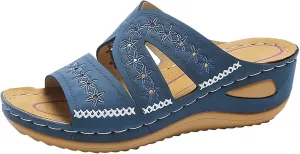 Women's Orthopedic Arch Support Wedge Sandals, Casual Platform Slip On Open Toe Sandals, Unisex-Adults