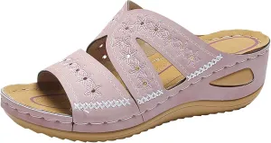 Women's Orthopedic Arch Support Wedge Sandals, Casual Platform Slip On Open Toe Sandals, Unisex-Adults