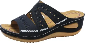 Women's Orthopedic Arch Support Wedge Sandals, Casual Platform Slip On Open Toe Sandals, Unisex-Adults