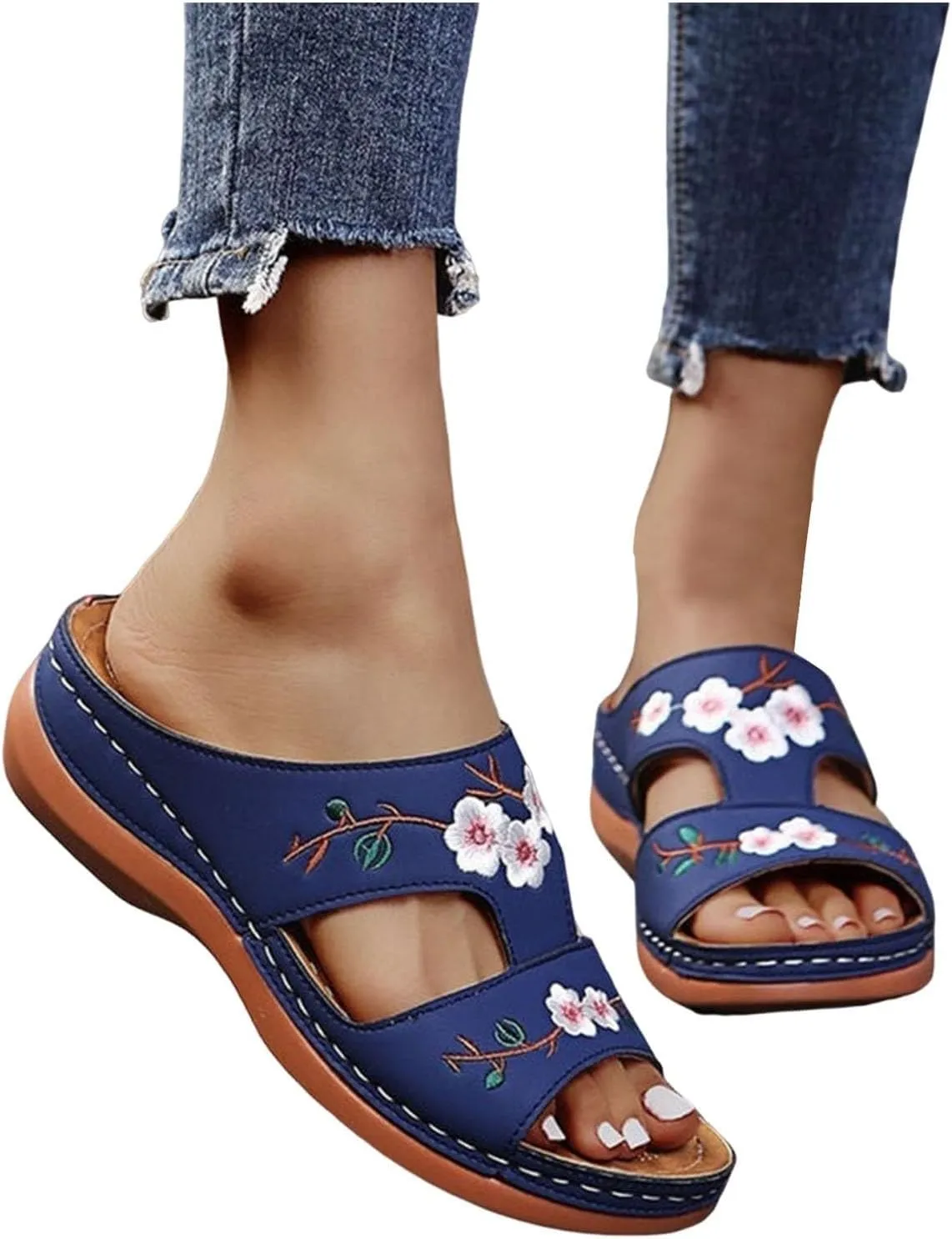Women's Orthopedic Dressy Summer Comfort Flip Flops Wedge Sandals with Arch Support