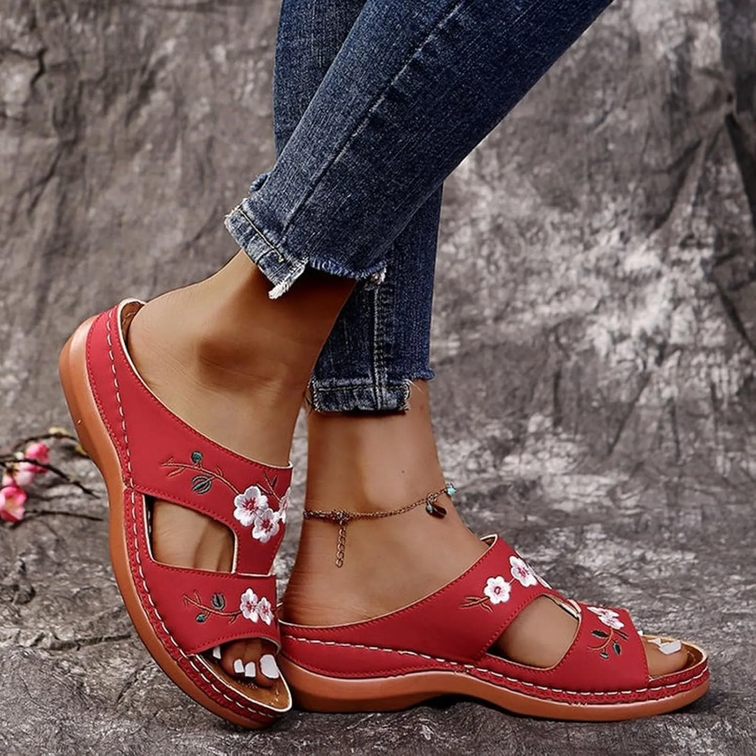 Women's Orthopedic Dressy Summer Comfort Flip Flops Wedge Sandals with Arch Support