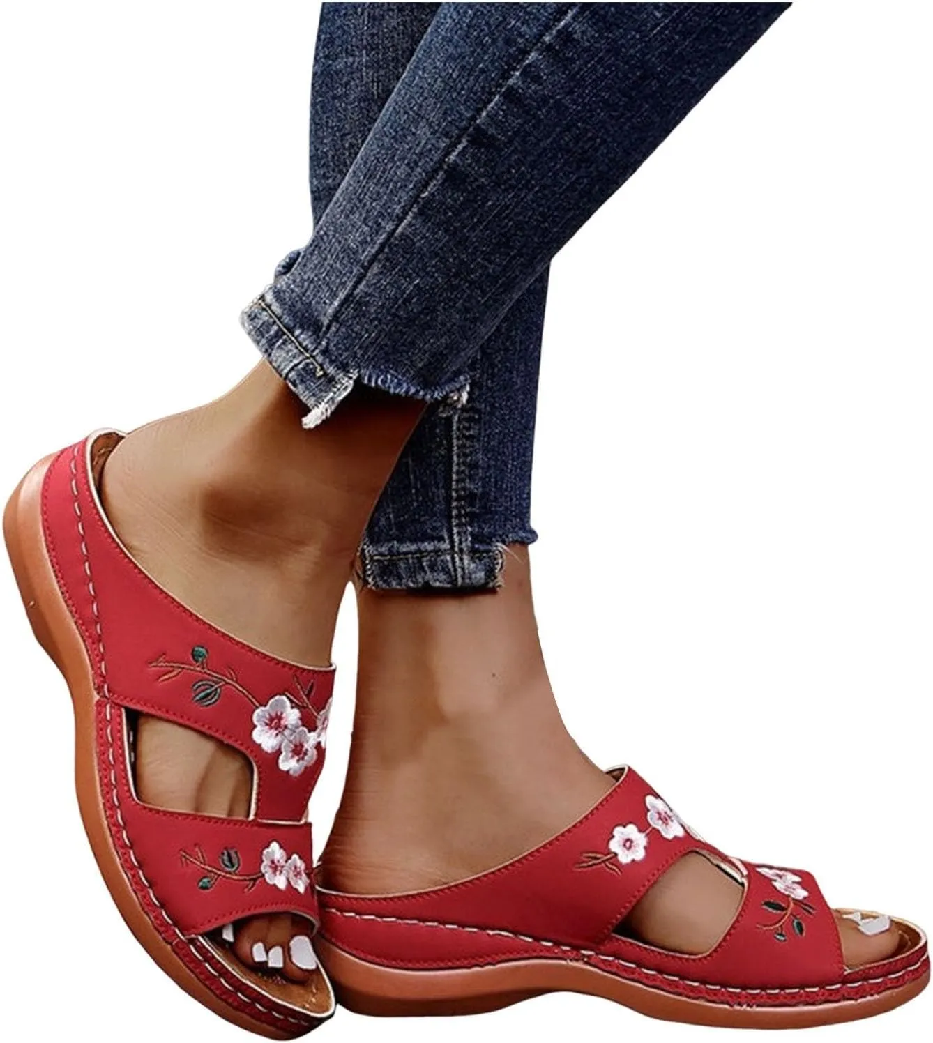 Women's Orthopedic Dressy Summer Comfort Flip Flops Wedge Sandals with Arch Support