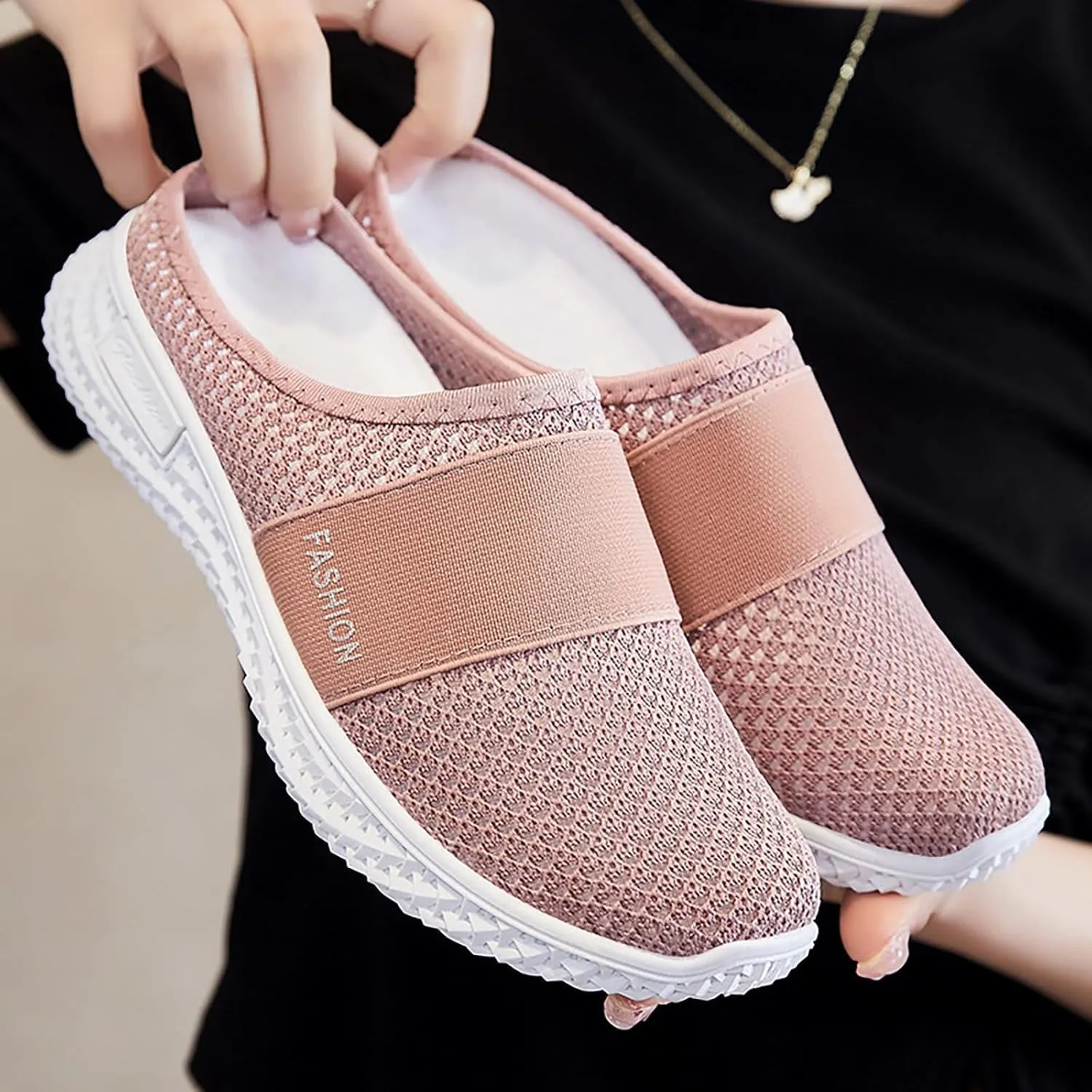 Womens Sandals Diabetic Air Cushion Slip on Shoes Orthopedic Support with Breathable Mesh Upper Non Slip Sole Lightweight Platform Sandal for Casual Walking Travel All Day Comfort 2025