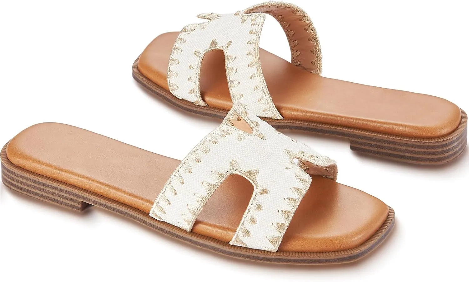 Womens Sandals Slip On Fashion Flat Sandals Soft Memory Foam Slides Comfortable Leather Open Toe Slide For Summer Dressy 2025