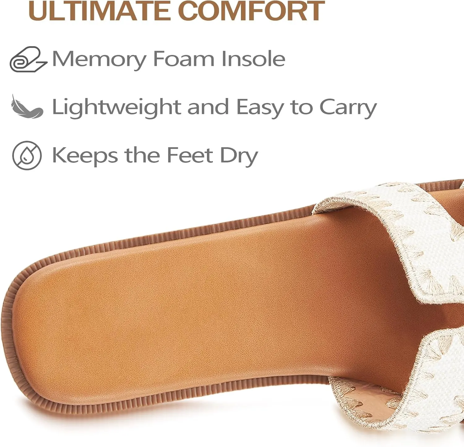 Womens Sandals Slip On Fashion Flat Sandals Soft Memory Foam Slides Comfortable Leather Open Toe Slide For Summer Dressy 2025