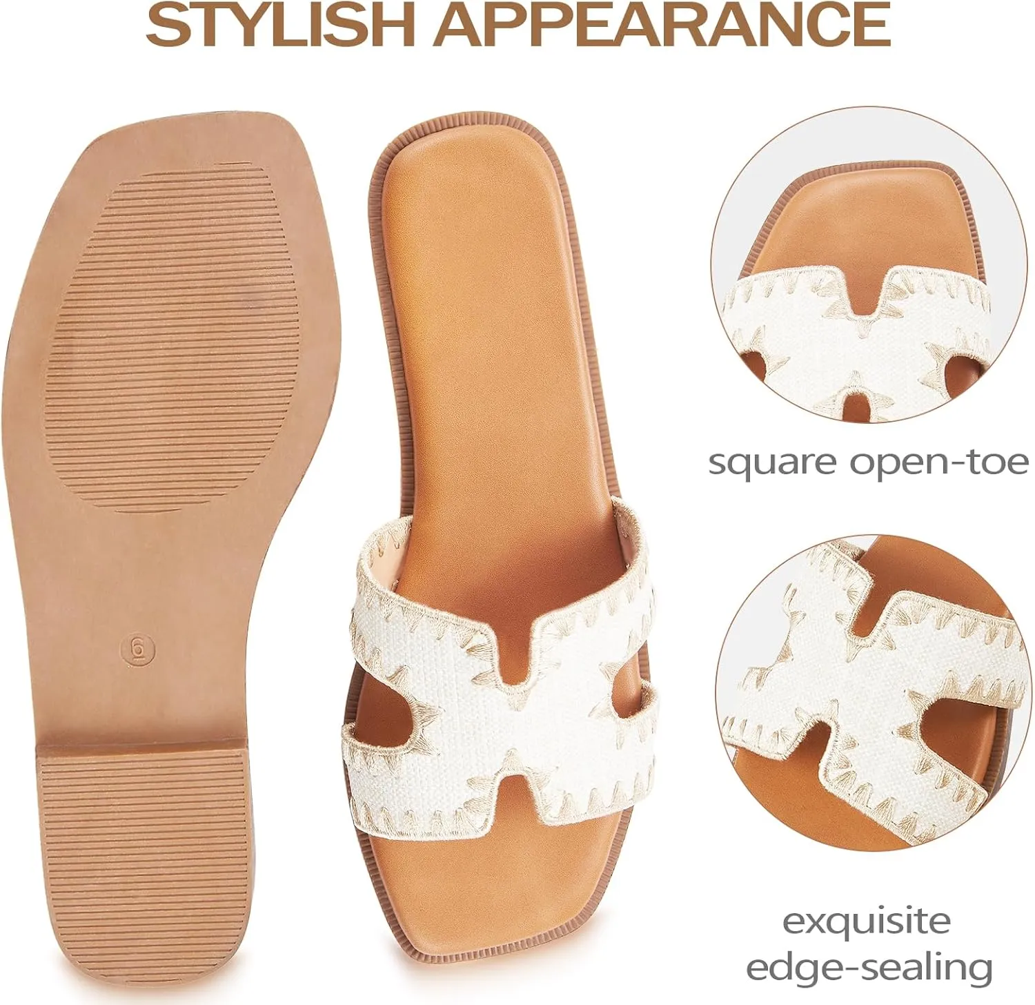 Womens Sandals Slip On Fashion Flat Sandals Soft Memory Foam Slides Comfortable Leather Open Toe Slide For Summer Dressy 2025