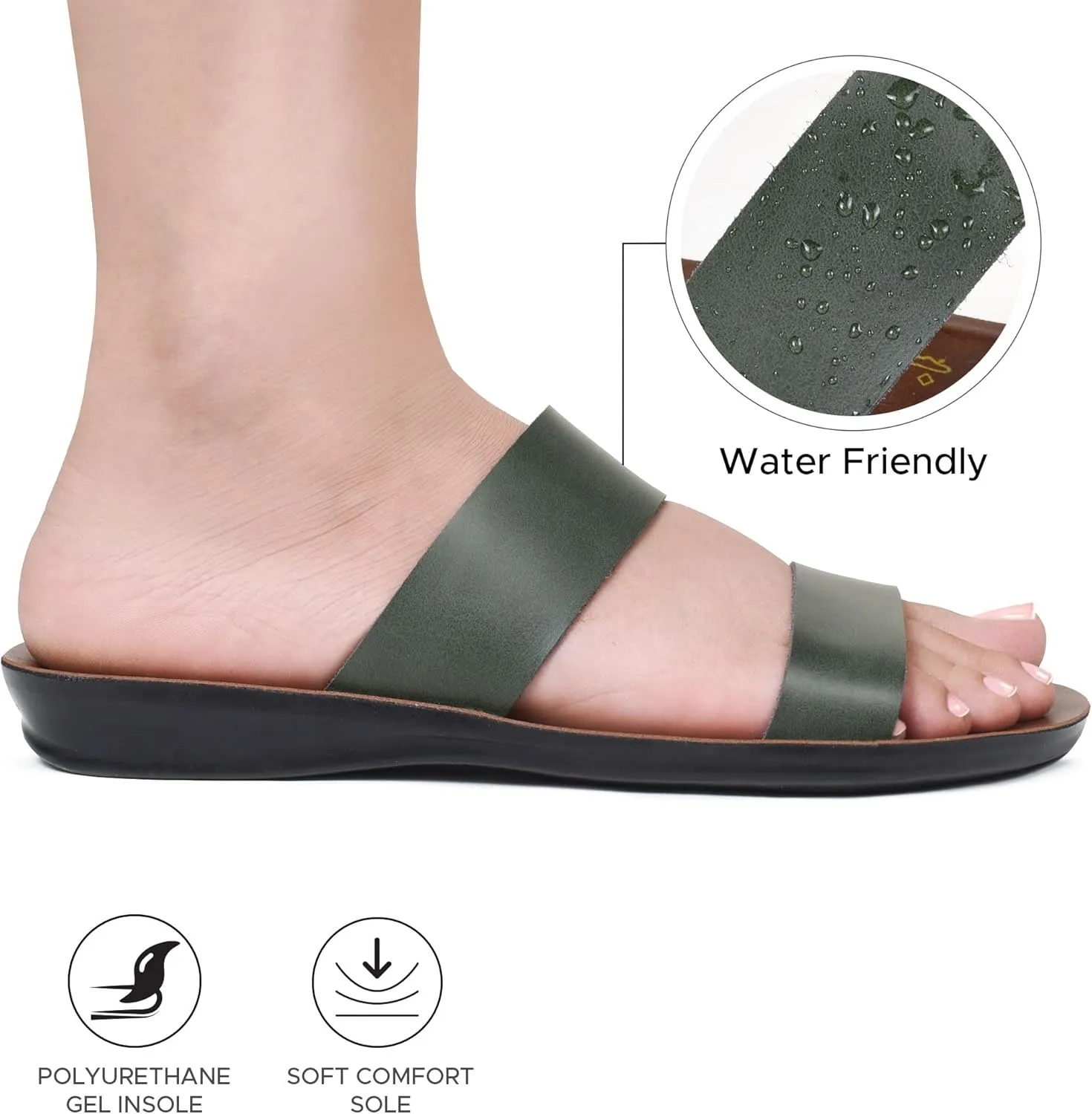 Womens Slides Slip On Comfort with Arch Support Slides for Women Summer Yoga Mat Indoor Outdoor Walking Ladies Flat Sandals Dressy Non Slip Footbed Cute Beach Sandalias De Mujer