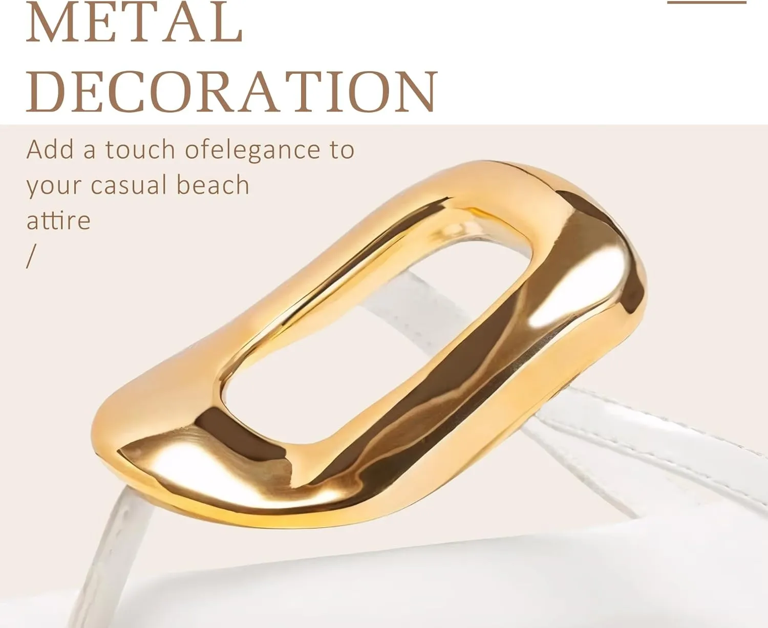 Womens Summer Square Toe Flip Flops Flat Sandals Slip On Shoes Slide Sandals with Gold Metal Decoration Dressy 2025