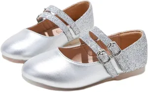 YIBLBOX Girl's Glitter Ballet Flats Ballerina Mary Jane Princess Wedding Dress Shoes for Toddler/Little Kid