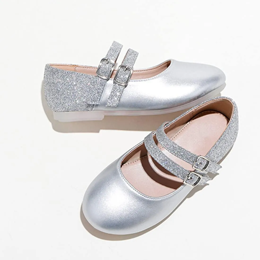 YIBLBOX Girl's Glitter Ballet Flats Ballerina Mary Jane Princess Wedding Dress Shoes for Toddler/Little Kid