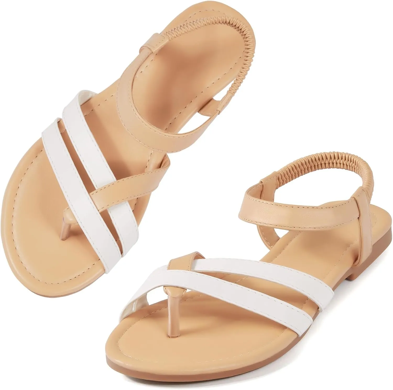 zeetoo Women Sandals Summer Comfortable Sandals Flat Casual Strappy Sandals Beach Walking Thong Sandals for Women Dressy