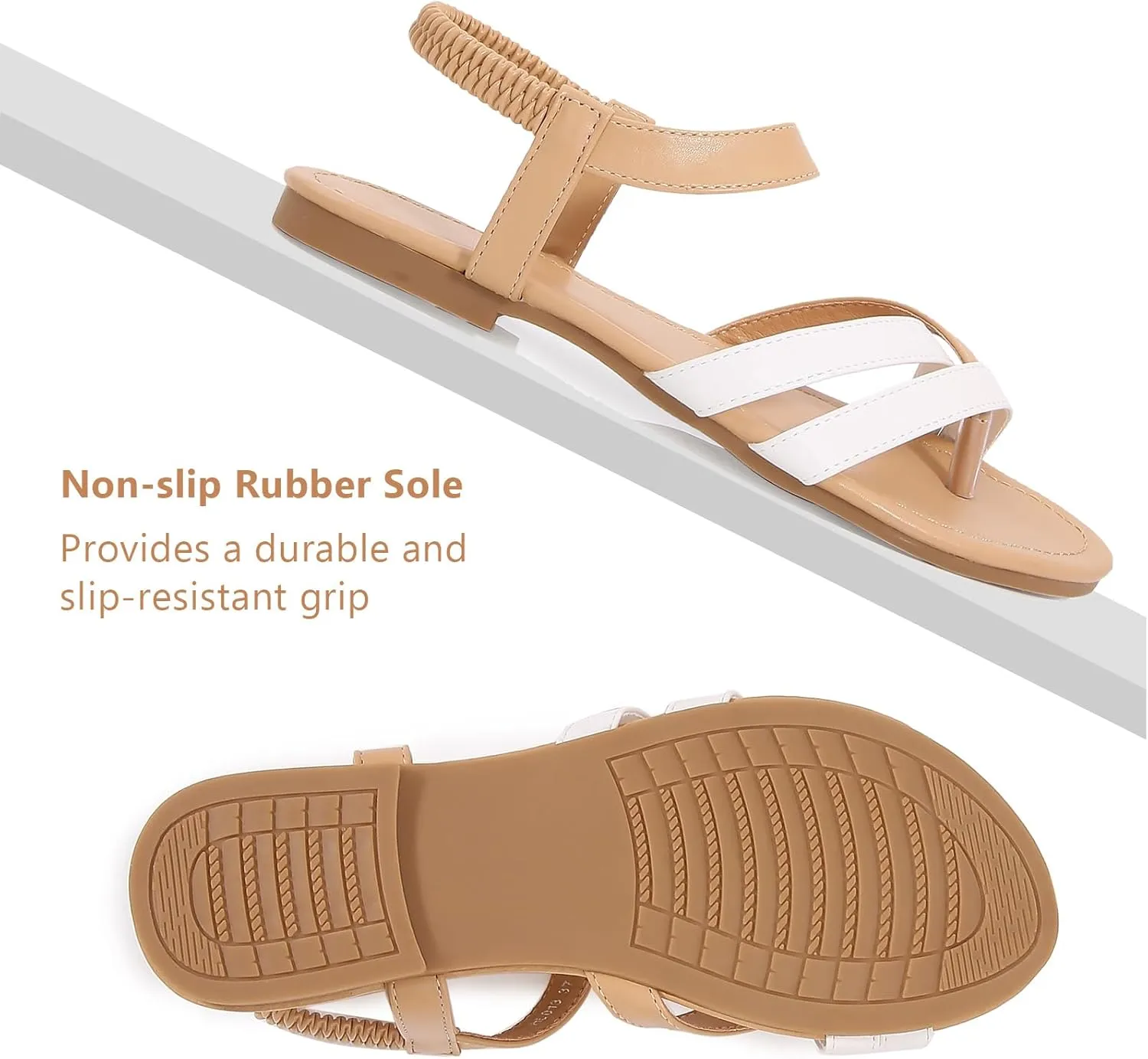 zeetoo Women Sandals Summer Comfortable Sandals Flat Casual Strappy Sandals Beach Walking Thong Sandals for Women Dressy