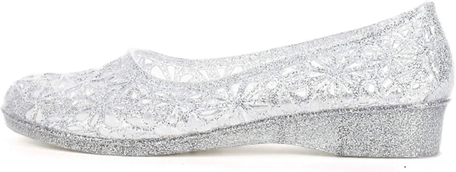 ZTWUTANG Women's Shiny Soft Hollow Ballet Flats Beach Jelly Shoes