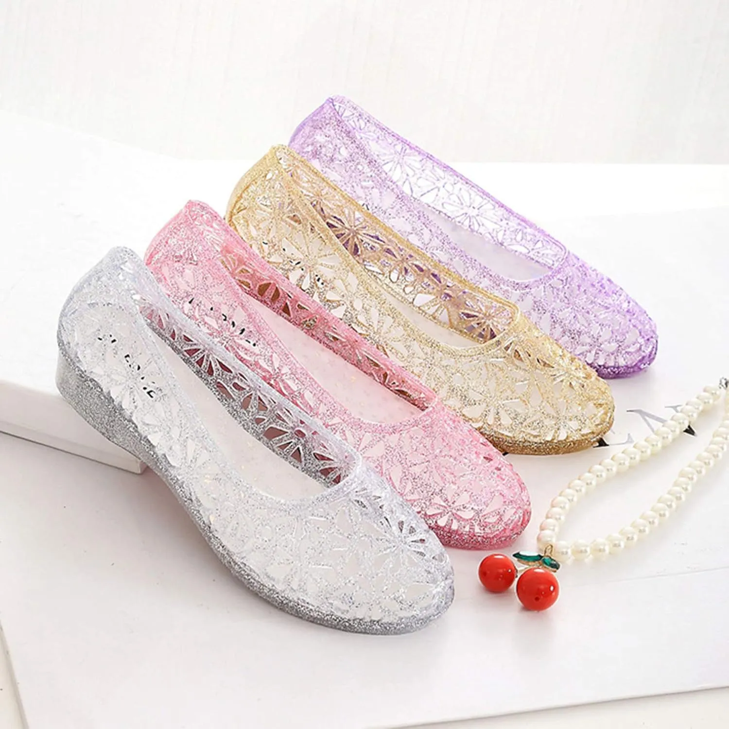 ZTWUTANG Women's Shiny Soft Hollow Ballet Flats Beach Jelly Shoes