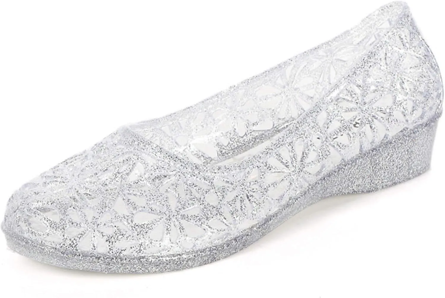 ZTWUTANG Women's Shiny Soft Hollow Ballet Flats Beach Jelly Shoes