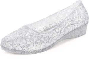 ZTWUTANG Women's Shiny Soft Hollow Ballet Flats Beach Jelly Shoes