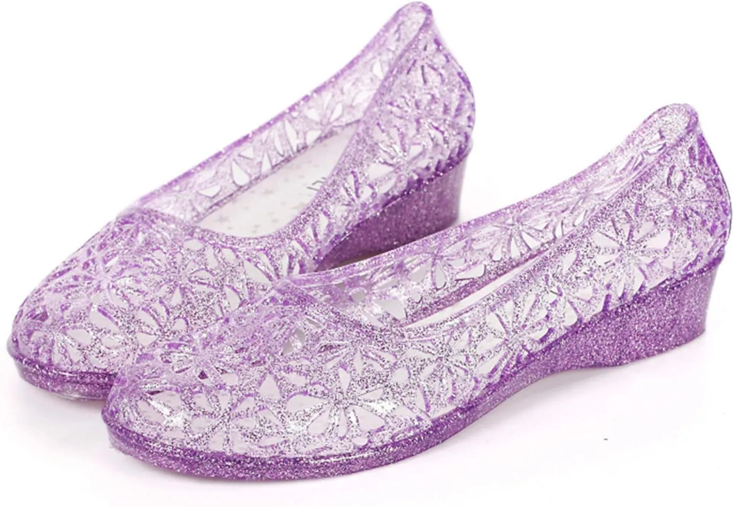 ZTWUTANG Women's Shiny Soft Hollow Ballet Flats Beach Jelly Shoes