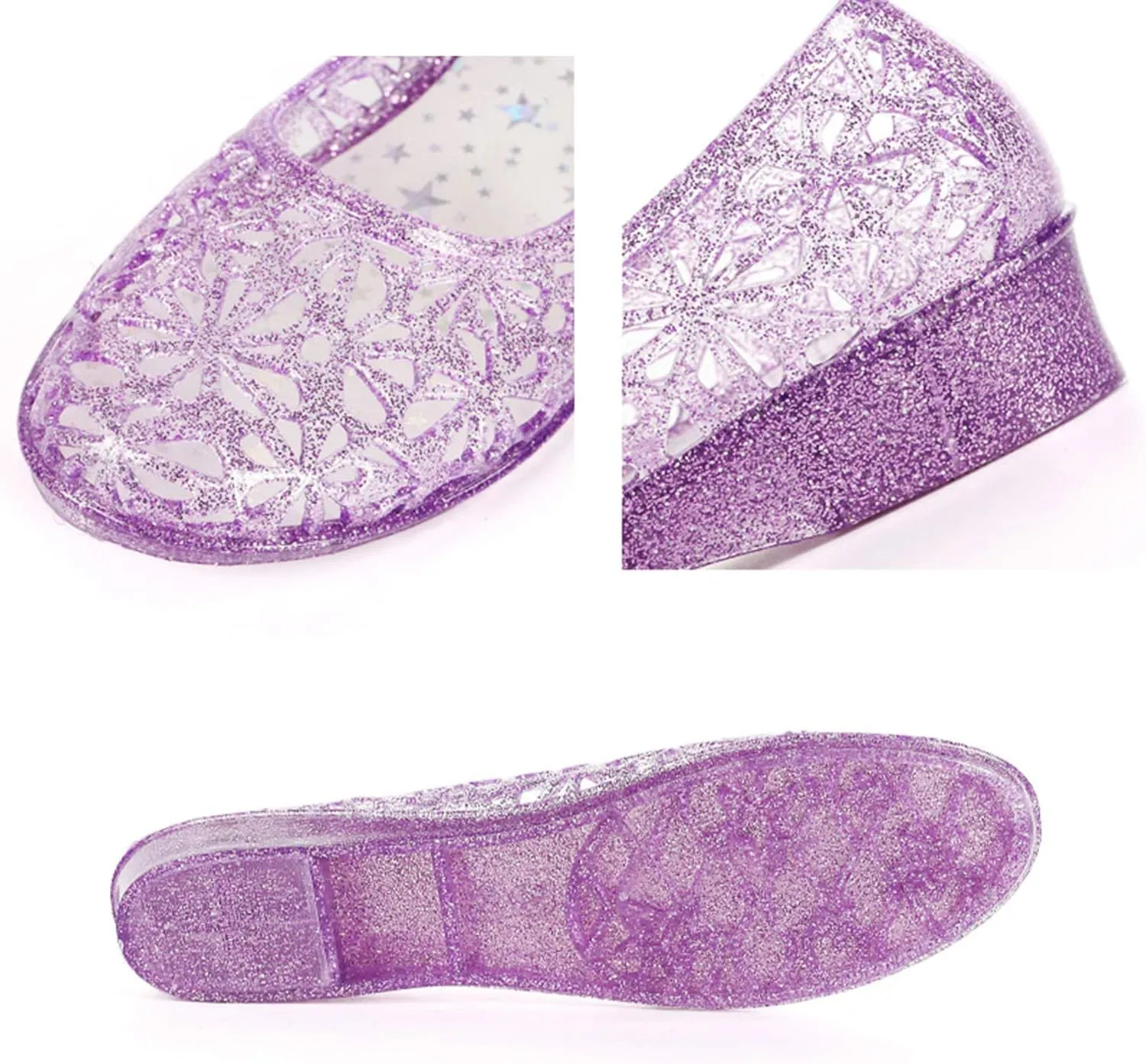 ZTWUTANG Women's Shiny Soft Hollow Ballet Flats Beach Jelly Shoes